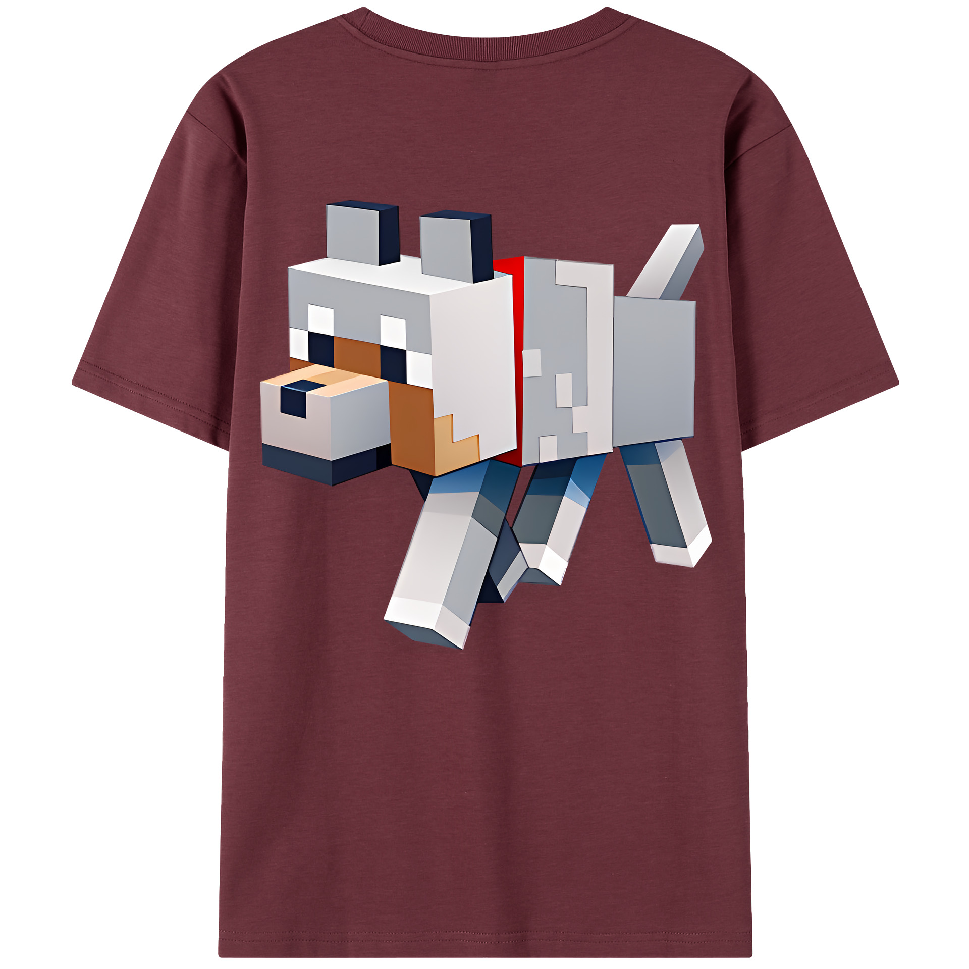 （画像用） マインクラフト ブロックの世界 Minecraft MC Block world 綿100％半袖Tシャツ（背面プリント）